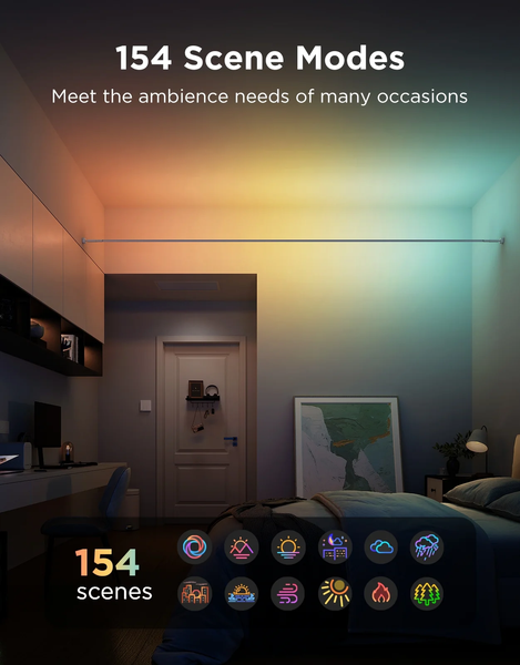 Govee LED лента с Skyline Kit H61B8 RGBWWIC 4 м - Matter, Alexa, DIY сегменты, 154 сцены 6974316995838 фото