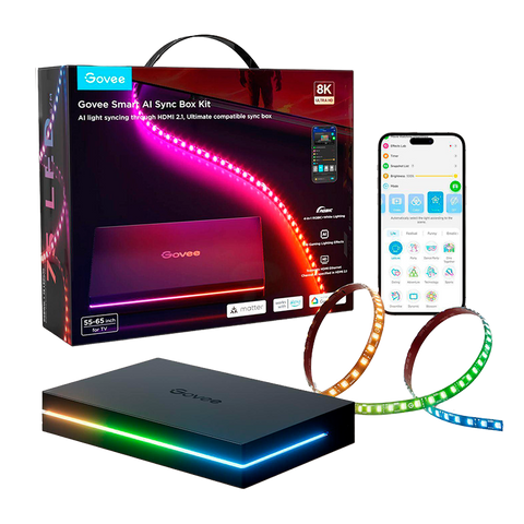Набор адаптивной Ambilight подсветки для 55-65" диагонали Govee AI Sync Box Kit 2 TV BackLight, HDMI 2.1, 4K@144Hz, Matter (H8604) H6604 фото