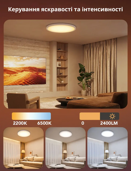 Розумний стельовий світильник Govee 12" Smart Ceiling Light RGBWW+RGBIC Wi-Fi/Bluetooth (H80A1C01) H80A1C01 фото