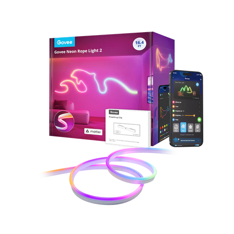 Умная гибкая неоновая LED лента 5 метров Govee RGBIC NEON ROPE 2 Белый Wi-Fi + Bluetooth Matter (H61D5) H61A23D1 фото