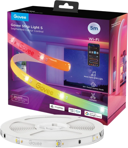 Умная светодиодная лента Govee H612A Strip Light S с защитным покрытием, 5м, RGBICW, Wi-Fi/Bluetooth, белая H612ACD1 фото