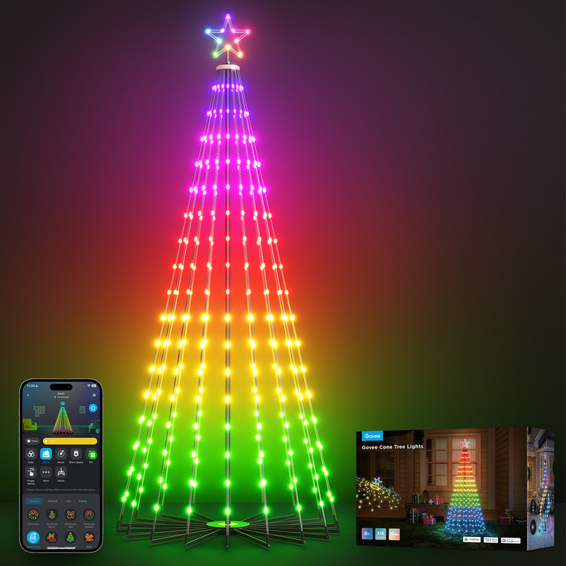 Світлова ялинка Govee Cone Tree Lights 1,87 м з різнокольоровими вогнями